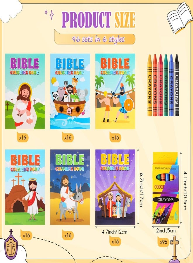 Gilprop 336pcs Christian Coloring Books with Crayons for Kids Easter Mini Coloring Book Bulk Religious Bible Story Activity Gift for Sunday School Church Basket Stuffer DIY Party Favor Craft (Bible) - Image 2