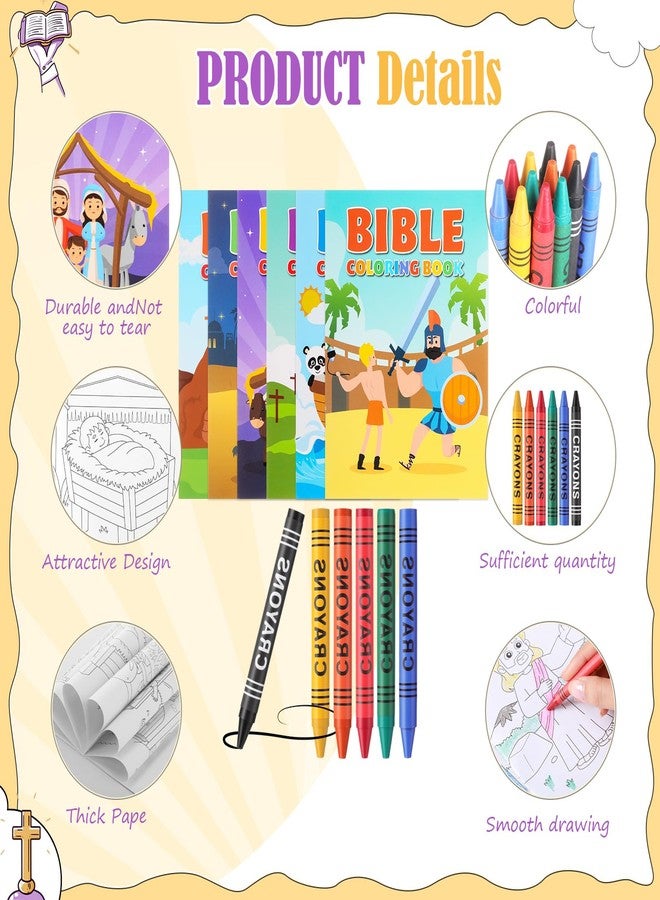 Gilprop 336pcs Christian Coloring Books with Crayons for Kids Easter Mini Coloring Book Bulk Religious Bible Story Activity Gift for Sunday School Church Basket Stuffer DIY Party Favor Craft (Bible) - Image 3