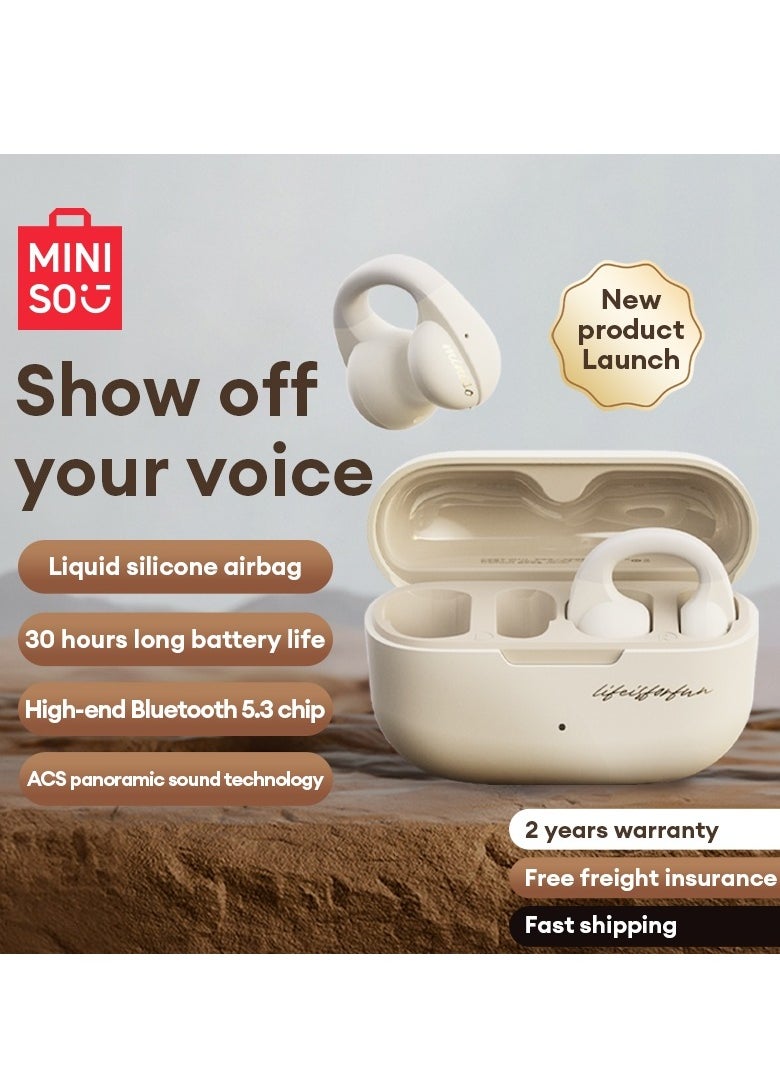 Miniso Miniso MCT12 Wireless Bluetooth Headphones-White  - Image 5