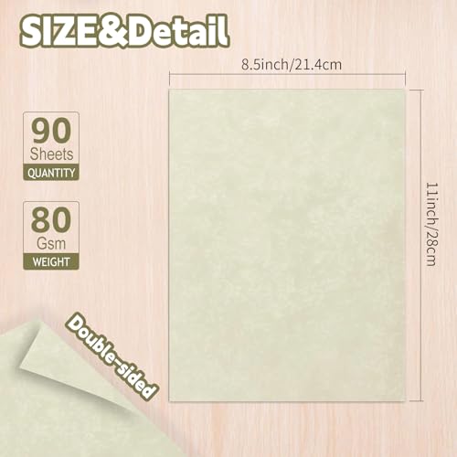 fuceury 90 pcs Parchment Paper, 8.5 x11 Certificate Paper, 80 GSM Double-Sided Stationery Paper for Resumes & Diplomas, Letter Size Diplomas for Printing & Writing - Image 2