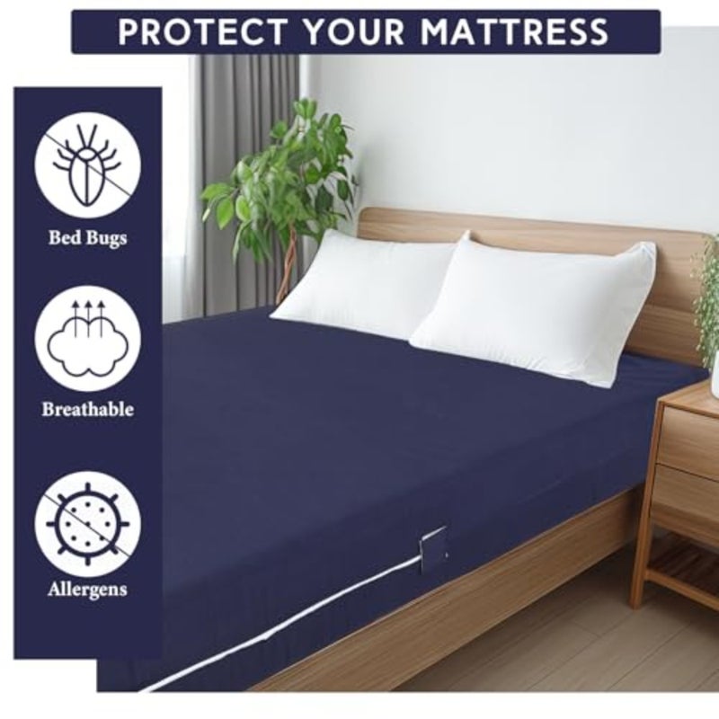 Zippered Mattress Fitted Protector Deep Mattress Encasement Soft Zipper Fitted Sheet Microfiber Bed Sheet Cover for Bed,King - Image 5