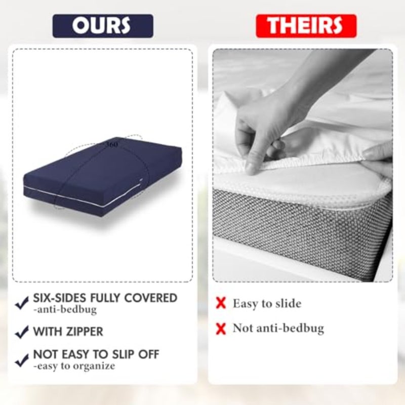 Zippered Mattress Fitted Protector Deep Mattress Encasement Soft Zipper Fitted Sheet Microfiber Bed Sheet Cover for Bed,King - Image 4