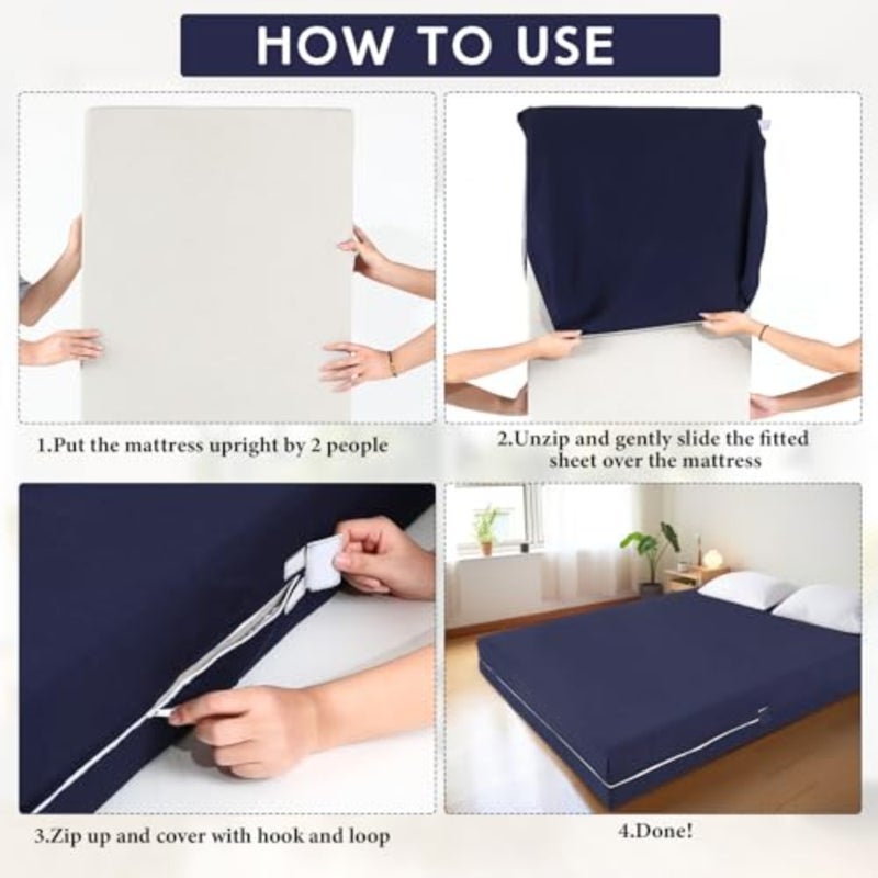 Zippered Mattress Fitted Protector Deep Mattress Encasement Soft Zipper Fitted Sheet Microfiber Bed Sheet Cover for Bed,King - Image 3
