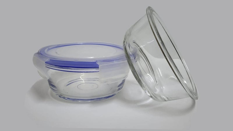 DS ENTERPRISE DS Enterprise | Glass Lunch Box 400 ml, Round, Microwave Safe Office Tiffin Box for Office use, Student, Women, Men, Girls with Bag Cover | Air Tight (Premium Glass Lunch Box-3 Container)  - Image 4