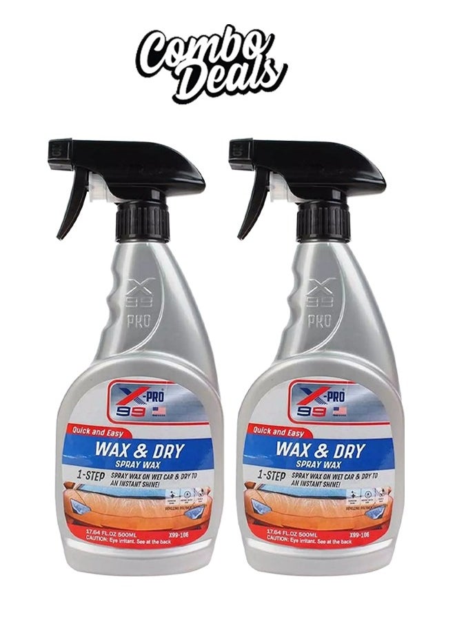 X-PRO 99 Wax & Dry Spray Wax - Combo Pack 2 x 500ml - Quick and Easy 1-Step Shine for Wet Cars - pzsku/Z8866C9D5EB0AB4DBB3EBZ/45/_/1721228584/43c4d77a-6ea3-4bd8-a251-bbc2951a9762