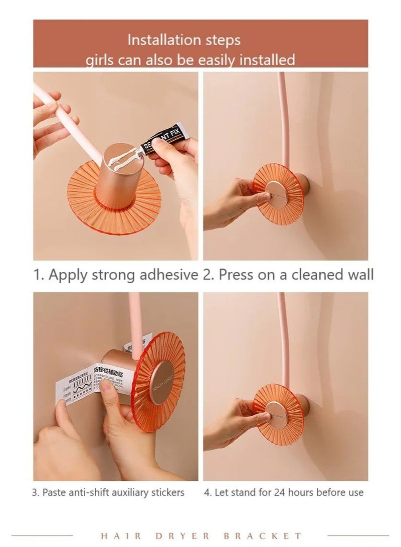 BAIG Lazy Hair Dryer Free Hand Fixed Wall Shelf Bracket Free Hand Air Dryer Free Hand Hair Dryer Wall Hanger Bathroom Shelf Rack  - Image 2