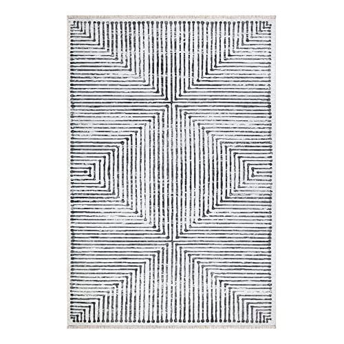 Bloom Rugs Caria Washable NonSlip 4x6 Rug IvoryBlack Striped Area Rug for Living Room Bedroom Dining Room and Kitchen Exact Size 4 x 6 - Image 3