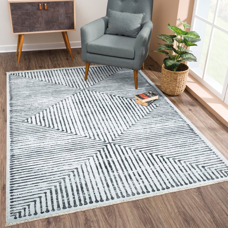 Bloom Rugs Caria Washable NonSlip 4x6 Rug IvoryBlack Striped Area Rug for Living Room Bedroom Dining Room and Kitchen Exact Size 4 x 6 - Image 2