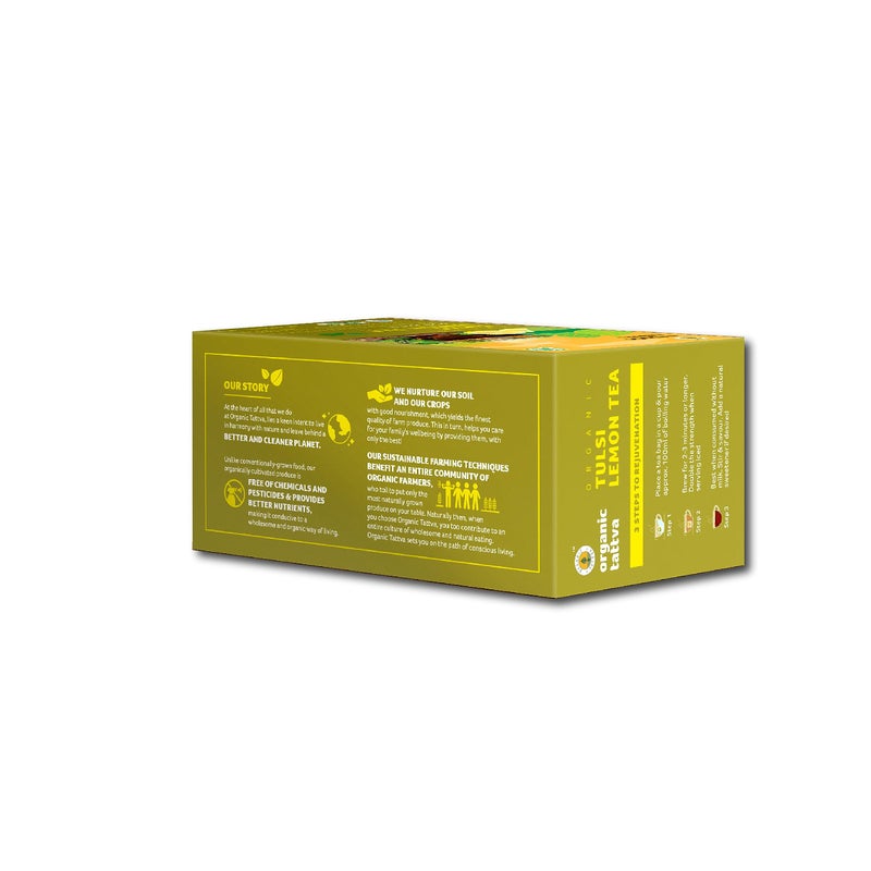 Organic Tattva, Organic Tulsi Lemon Tea- 20 Tea Bags | For Immunity Boosting & Sore Throat Prevention | Contains Vitamin C and Antioxidants | Caffeine Free | Pack of 2 - Image 2