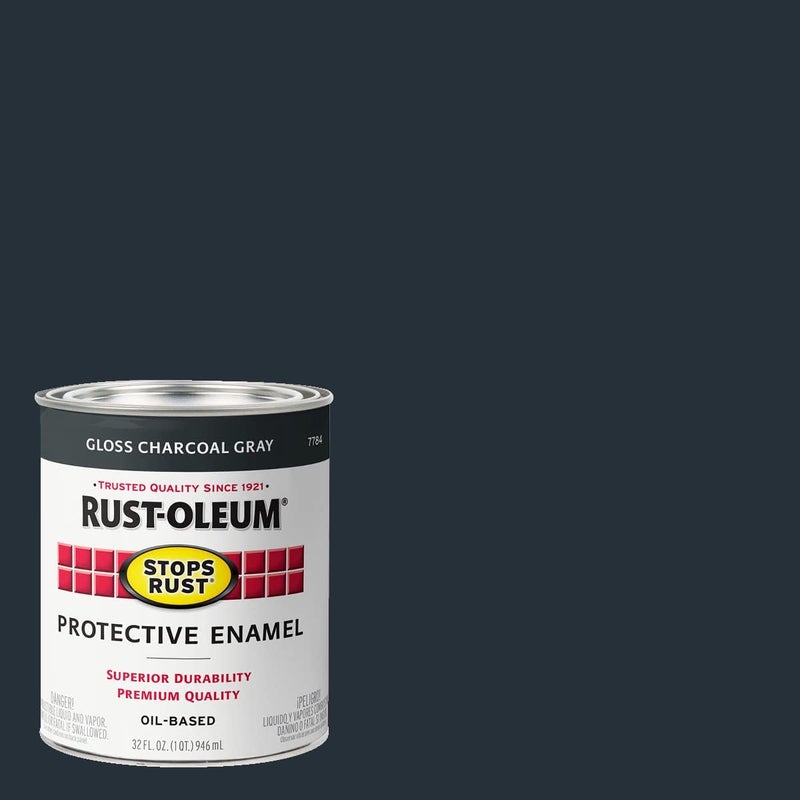 RUST-OLEUM 7784502 Stops Rust Brush On Paint, Quart, Gloss Charcoal Gray, (Pack of 1) - Image 2