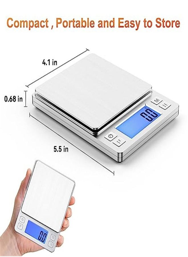 Goolsky Goolsky  Upgraded Small Food Scale with New Hold Function and Larger Display, 3000g/0.1g High Accuracy Digital and oz for Kitchen Item, Jewelry, 2 Trays & Batteries Included  - Image 3