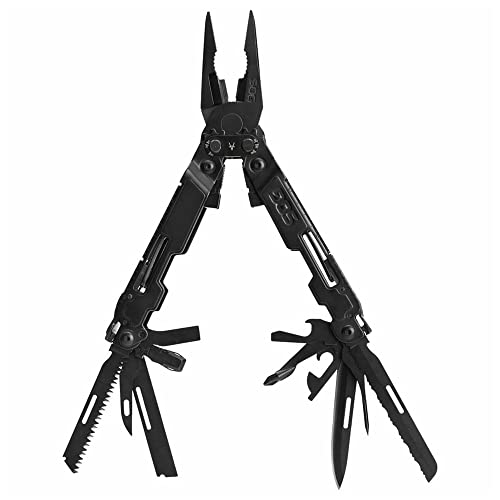 SOG PowerAccess Deluxe All-Around Heavy Duty Stainless Steel Multi-Tool w/Nylon Sheath, Two Knife Blades, Can & Bottle Opener, Black - Image 1