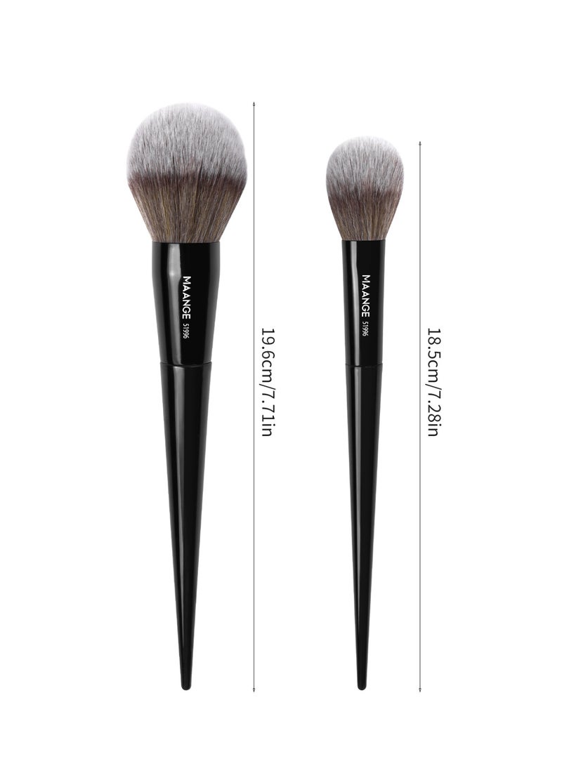 MAANGE 2Pcs Professional Makeup Brushes,Blush Brush,Powder Brush,Angled Blush Brush Ideal For Applying Colours On Cheeks, Soft Dense Bristles,Black - Image 4
