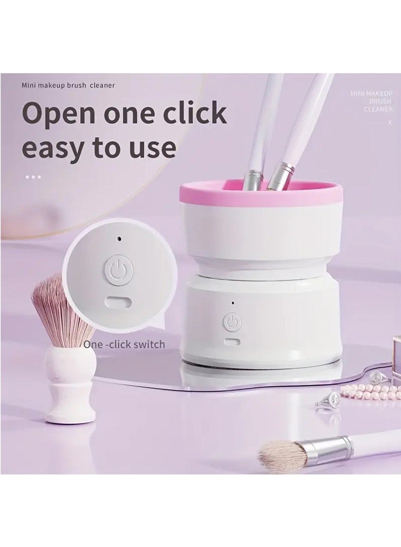 Hihonor 800mAh USB Rechargeable Lithium Battery Mini Electric Makeup Brush Cleaner for Efficient Cosmetic Brush Maintenance with Unscented Deep Cleaning Device and Built-in Battery (Pink)  - Image 4