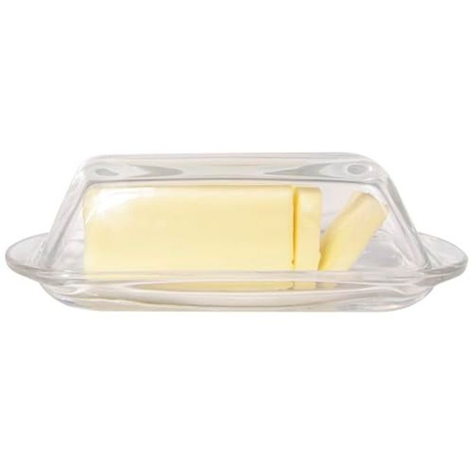 Kangaroo Decorative Clear Glass Butter Dish with Lid for Countertop & Refrigerator - Crystal Covered Butter Tray Storage Container Holder for Counter & Fridge - Best Thanksgiving Butter Dish with Lid