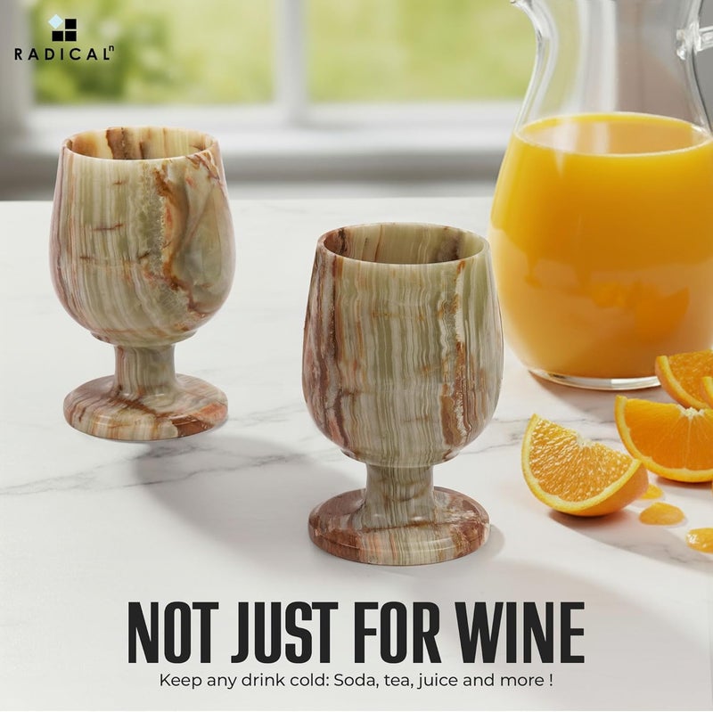 RADICALn Marble Wine Glasses Set 5" Inch Green Onyx Elegant Drinking Glasses for Fine Wine, Ideal Red and White Wine Glassware For Home Décor - Image 4