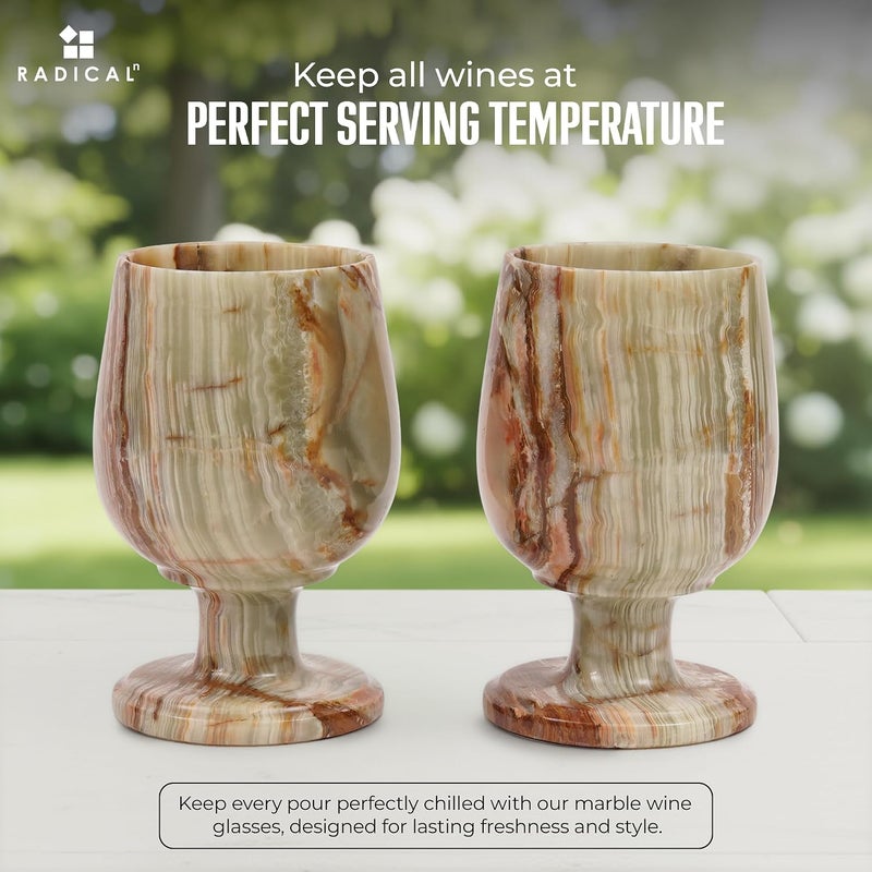 RADICALn Marble Wine Glasses Set 5" Inch Green Onyx Elegant Drinking Glasses for Fine Wine, Ideal Red and White Wine Glassware For Home Décor - Image 3