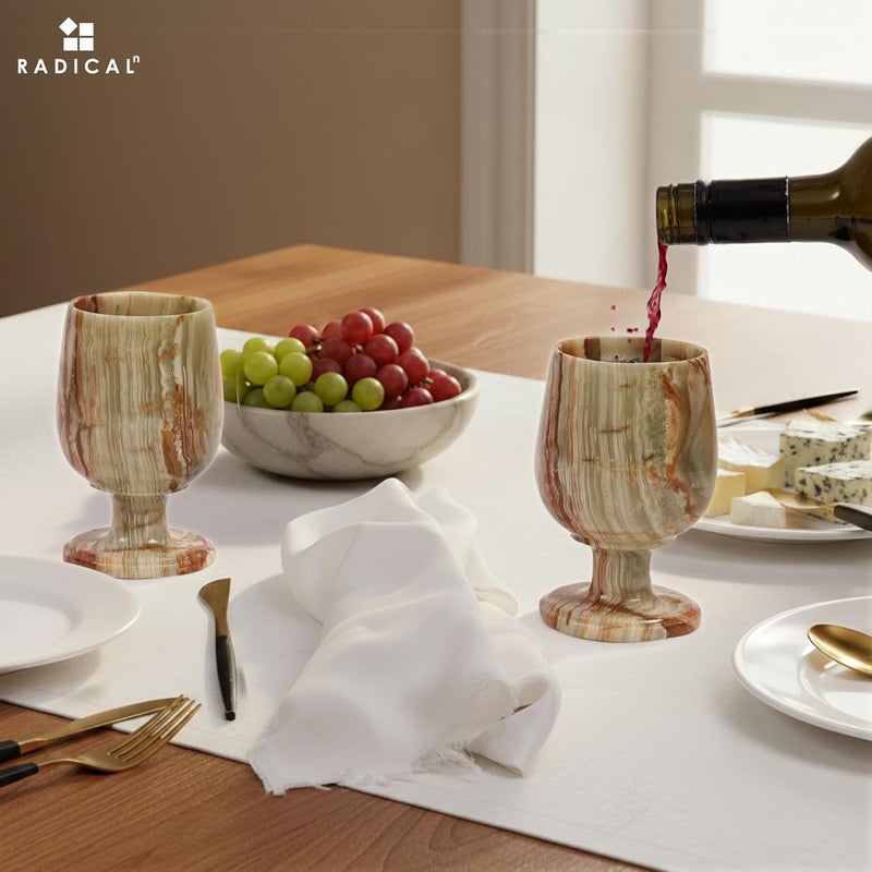 RADICALn Marble Wine Glasses Set 5" Inch Green Onyx Elegant Drinking Glasses for Fine Wine, Ideal Red and White Wine Glassware For Home Décor - Image 5
