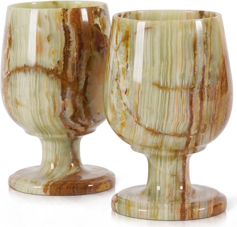 RADICALn Marble Wine Glasses Set 5" Inch Green Onyx Elegant Drinking Glasses for Fine Wine, Ideal Red and White Wine Glassware For Home Décor - Image 1