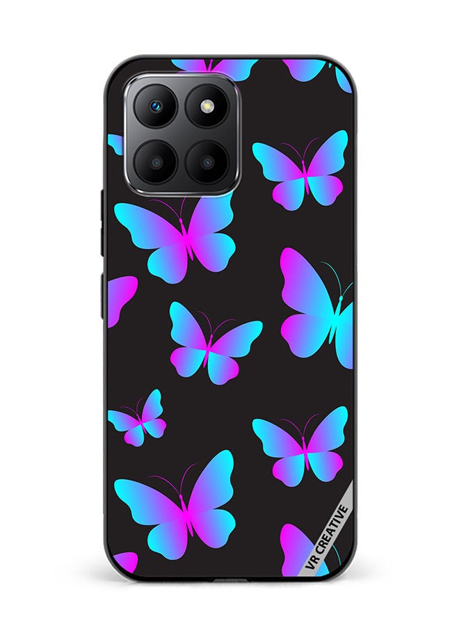 VR CREATIVE Protective Case Cover For Honor 70 Lite Neon Butterflies Seamless Pattern Design Multicolour - Image 1