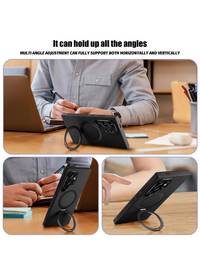 اس-توب جراب لهاتف Samsung Galaxy S24 Ultra 5G حامل MagSafe دوار من الكمبيوتر الشخصي + جراب هاتف جلدي - Image 2