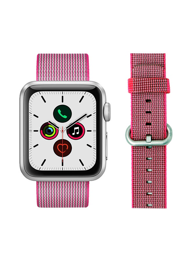 Perfii Round Buckle Nylon Replacement Band For Apple Watch Series 5/4/3/2/1 Pink - Image 1