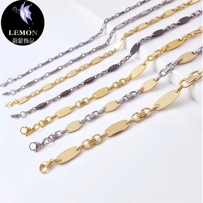 Selling Trendy Men'S Handmade Chain Fashion Atmospheric Necklace Imperial Chain Gone Stainless Steel Back Flat Chain Suit - Image 3