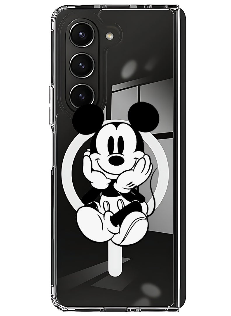 Theodor Magnetic Case for Samsung Galaxy Z Fold 5 Compatible with MagSafe Wireless Charging, Shockproof Phone Bumper Cover Mickey sitting - Image 1