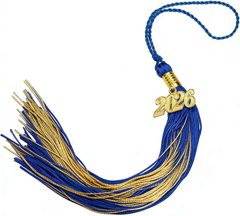 Royisafie 2026 Tassel Graduation with Gold Charm Blue and Gold 2026 Tassel Charms for Graduation Cap for Decoration Memorial Tassels for Cap Decoration for Graduations Ceremony Gifts for Graduates - Image 1