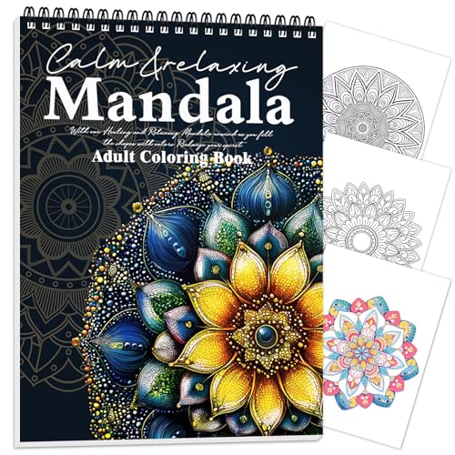 CKMOREL Adult Coloring Book, Mandala Adult Coloring Book for Women Relaxation,Spiral Bound Single-Sided Print Mindfulness Relaxing Gifts for Women to Stress Relief & Relieve Anxiety, Hand-Drawn Design - Image 1