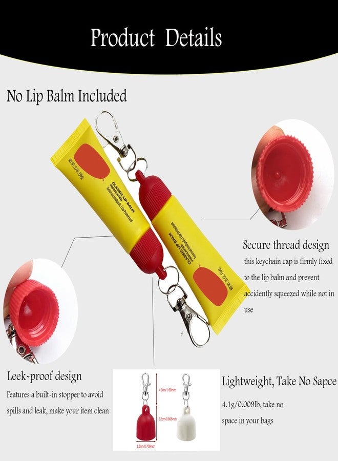 Tonsamvo Lip Balm Cap Holder with Keychain, Portable Replacement Cover Compatible with Carmex Classic Lip Balm 0.35 oz, Leak-Proof Design, Never Lose Your Lip Gloss Again (Red+White, 4 Pack) - Image 5