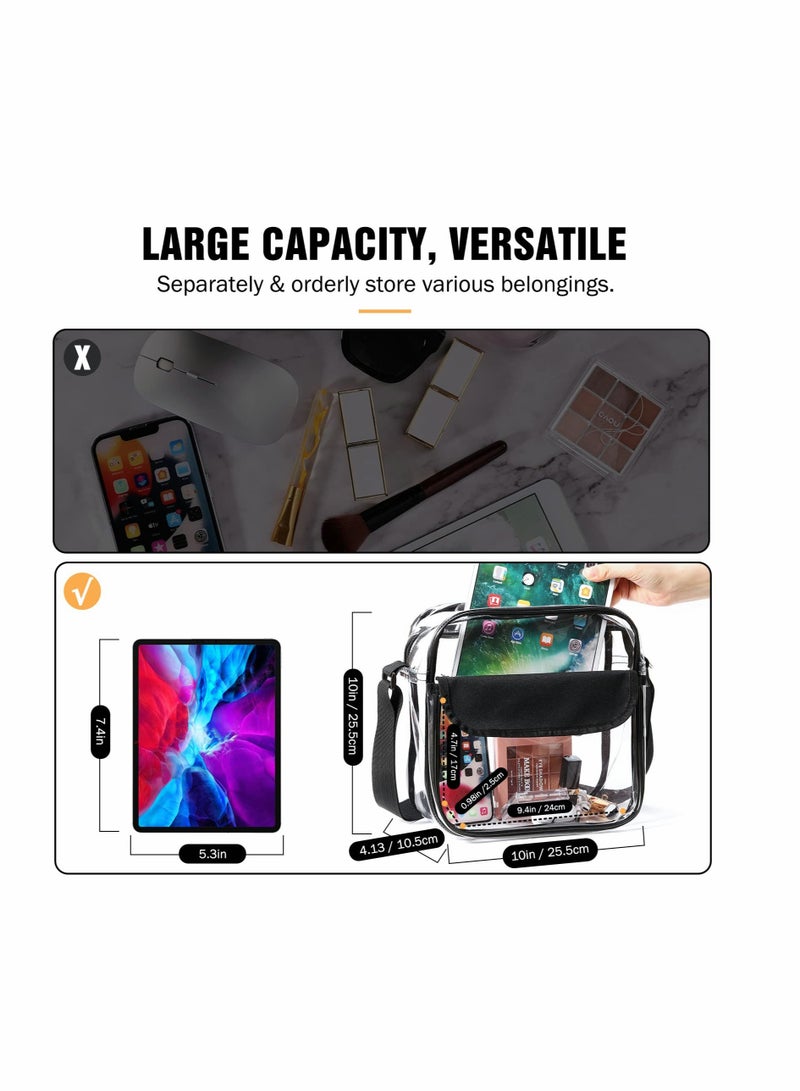 Clear Crossbody Bag See Through Clear Purse Handbags with Adjustable Strap Transparent Waterproof PVC Messenger Shoulder Bag for Women Work Sport Concert Clear - Image 3