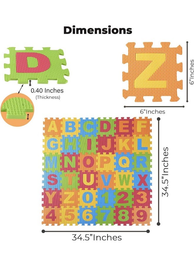 Dimple - Kids Foam Play Mat (36-Piece Set) 6.25 X 6.25 Inches Interlocking Alphabet And Numbers Floor Puzzle Colorful Eva Tiles Girls, Boys Soft, Reusable, Easy To Clean - Image 1