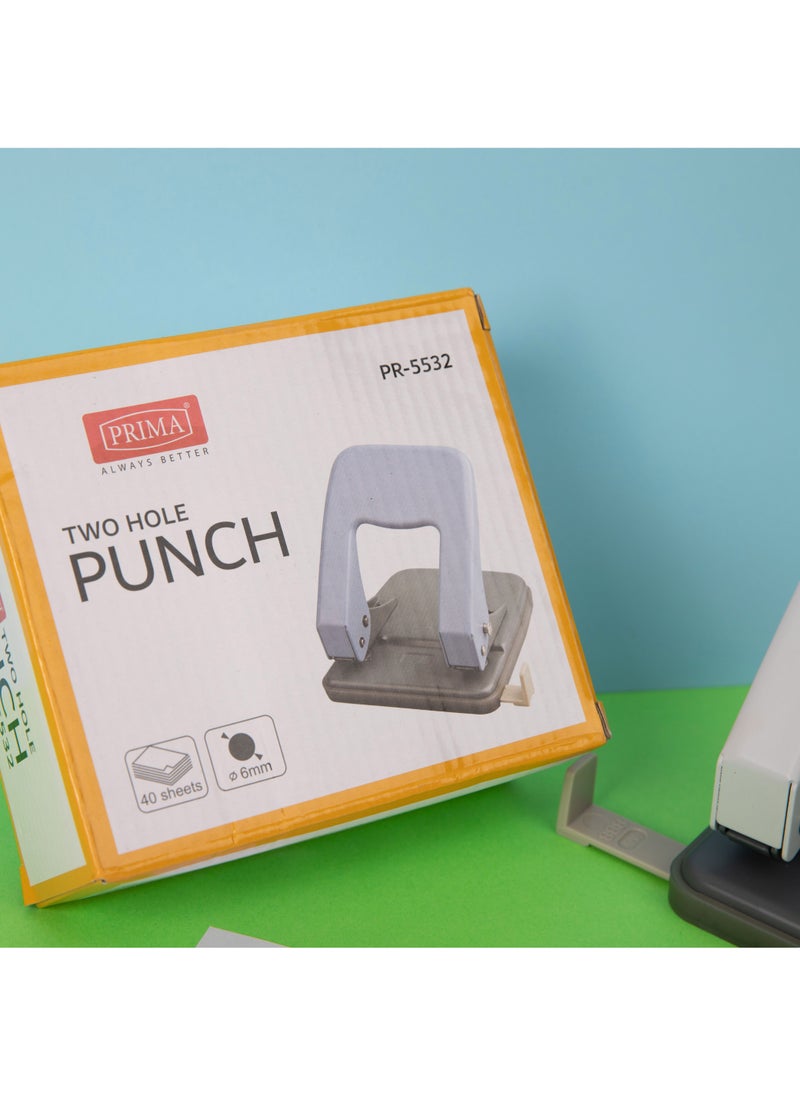 PRIMA Paper Puncher Heavy-Duty 2-Hole - 40-Sheet Capacity | 6mm Holes for Standard Binders, Strong 12mm Base Grip, Extra Waste Tray, Fits A3 A4 A5, 80gsm Papers - Image 4