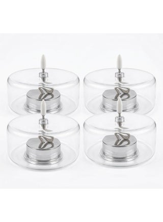 AKDC Glass LED Candle Light – Set of 4 | Transparent Clear | 12×5 cm
