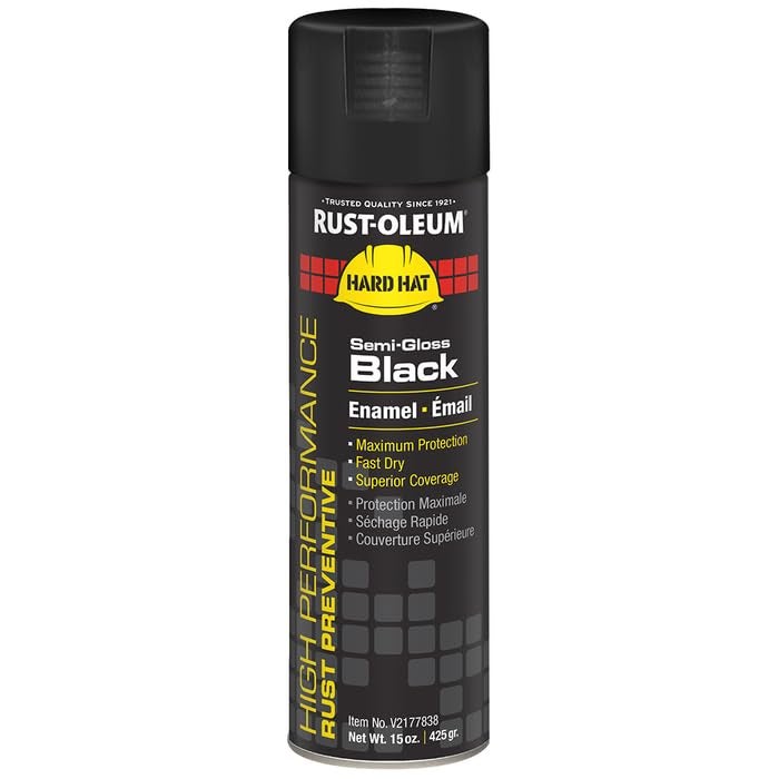 RUST-OLEUM رش طلاء مقاوم للصدأ شبه لامع من رست-أوليوم V2177838 نظام V2100 عالي الأداء، 20 أونصة، أسود، عبوة 6 - Image 1
