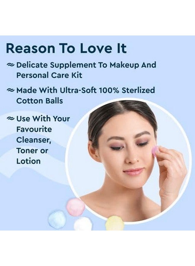 Multicolor Soft Cotton Balls for Face Cleansing & Makeup Removal - Luxurious Softness for Daily Skincare (Pack of 2) (50 Pcs Each) - Image 3