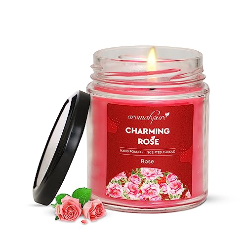 Aromahpure Scented Candle (45 hrs) (100% Soy Wax) -Handcrafted | Smoke-Free | Charming Rose- Rose Fragrance Candles for Home & Gift Sets - Image 1