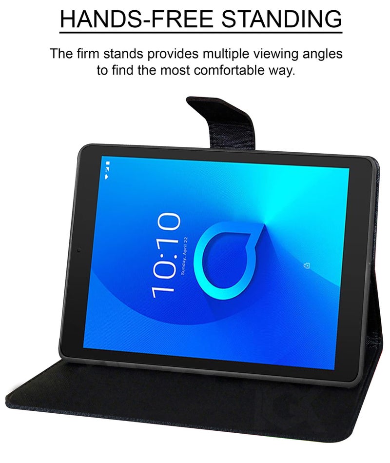 TGK Plain Design Leather Flip Stand Case Cover for Alcatel 3T8 Tablet 8 inches (Black) - Image 4