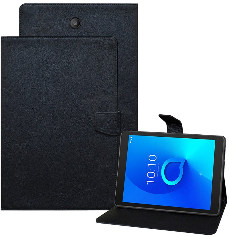 TGK Plain Design Leather Flip Stand Case Cover for Alcatel 3T8 Tablet 8 inches (Black) - Image 1