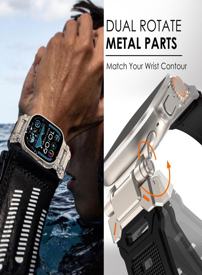 FULLIFE Designed for Apple Watch Band Apple Watch Ultra 3/2/1 49mm for Men, Silicone Rubber Bands with Metal Connector for Apple Watch Series 11/10 46mm, 9/8/7 45mm, SE2/SE 6/5/4 44mm, 3/2/1 42mm - Image 2