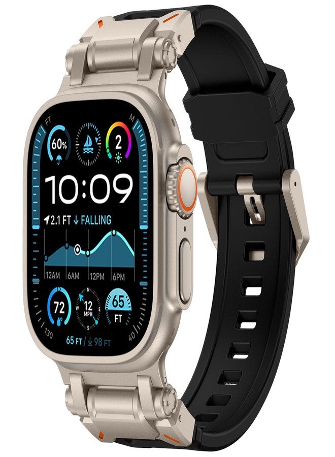 FULLIFE Designed for Apple Watch Band Apple Watch Ultra 3/2/1 49mm for Men, Silicone Rubber Bands with Metal Connector for Apple Watch Series 11/10 46mm, 9/8/7 45mm, SE2/SE 6/5/4 44mm, 3/2/1 42mm - Image 1