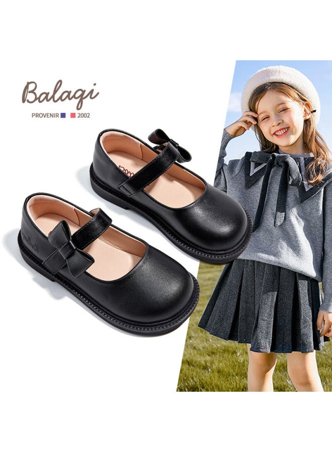 Balaqi Children's Girls' Matte Leather Shoes Spring And Autumn Performance School Shoes Bl3322 Black (matte) Size 34 - Image 1