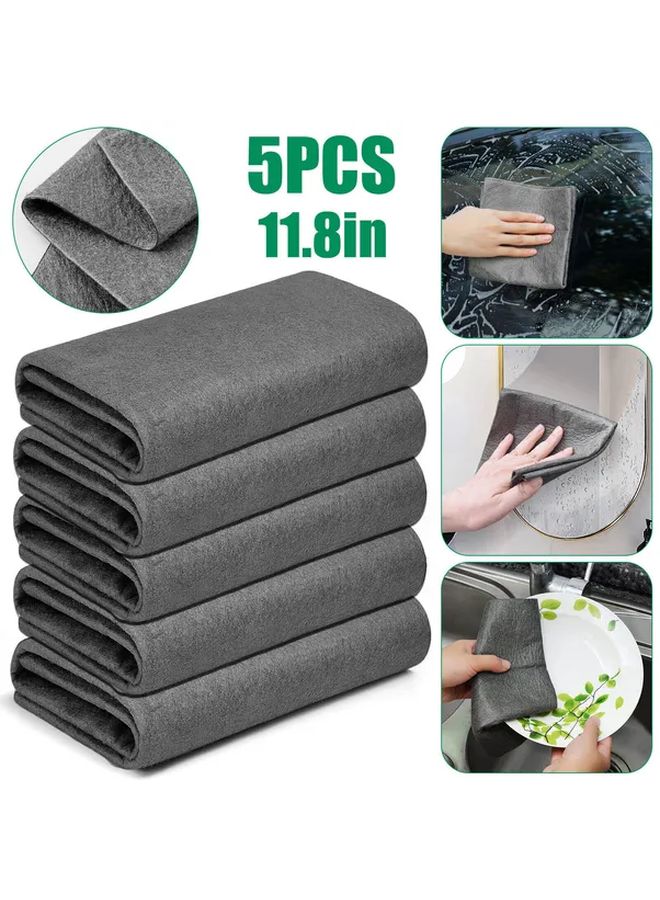 Thickened Reusable Magic Cleaning Cloth Microfiber Scouring Pad Gray 10pcs - Image 1