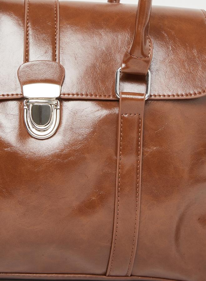 Styli Plain Push Lock Handbag with Double Handle - Image 3