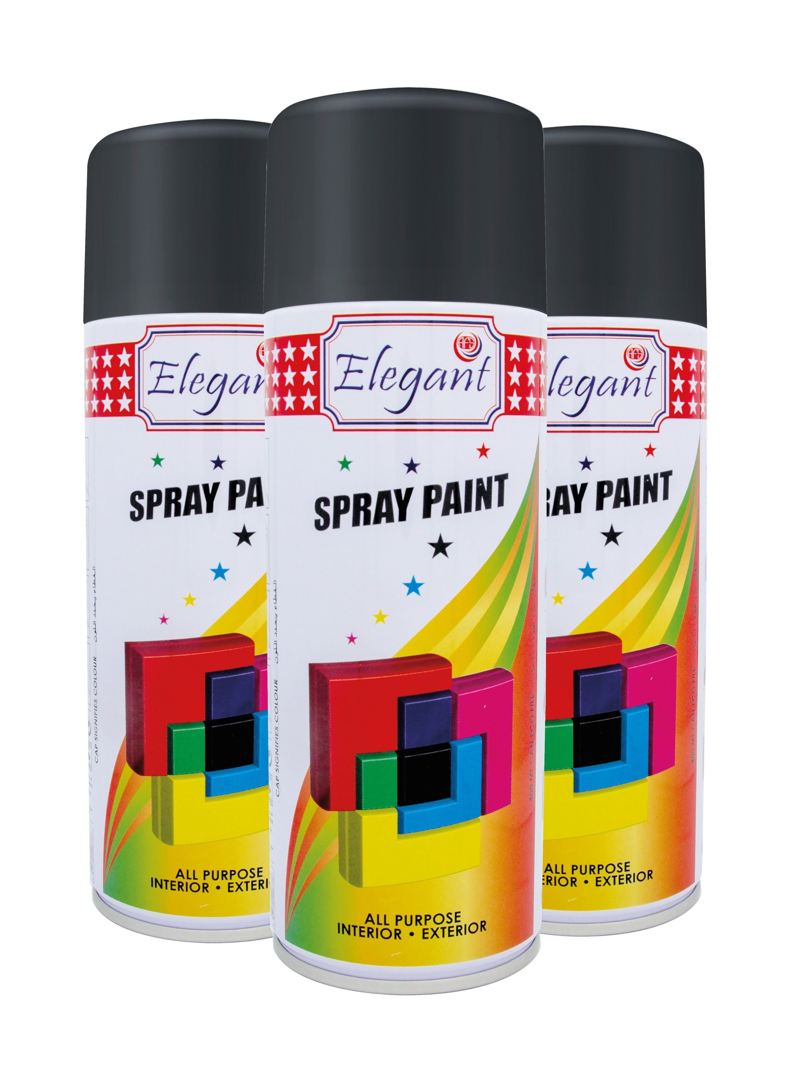 Elegant 3 Piece Spray Paint Set Gloss Black 400ml 