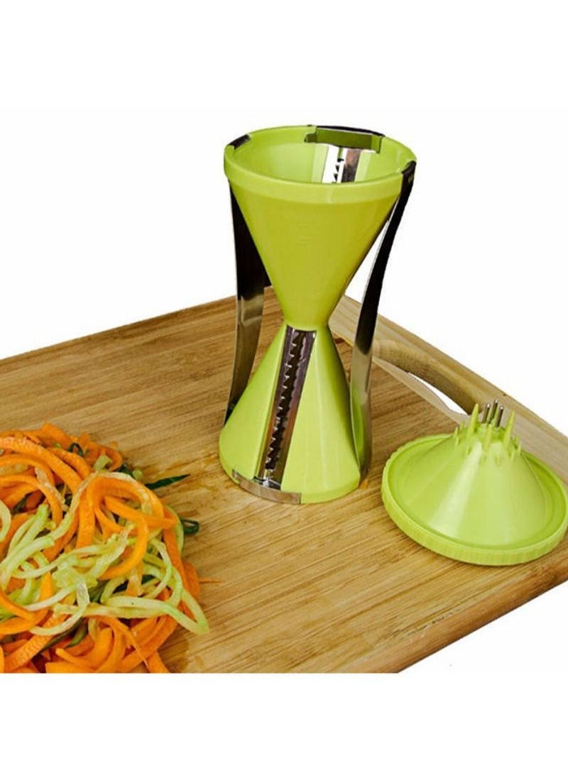 Fruit Spiral Slicer Spiralizer Vegetable Cutter Carrot Noodle Grater Veggie Spaghetti Pasta Salad Maker Green/Silver 17x8.5x8.5centimeter