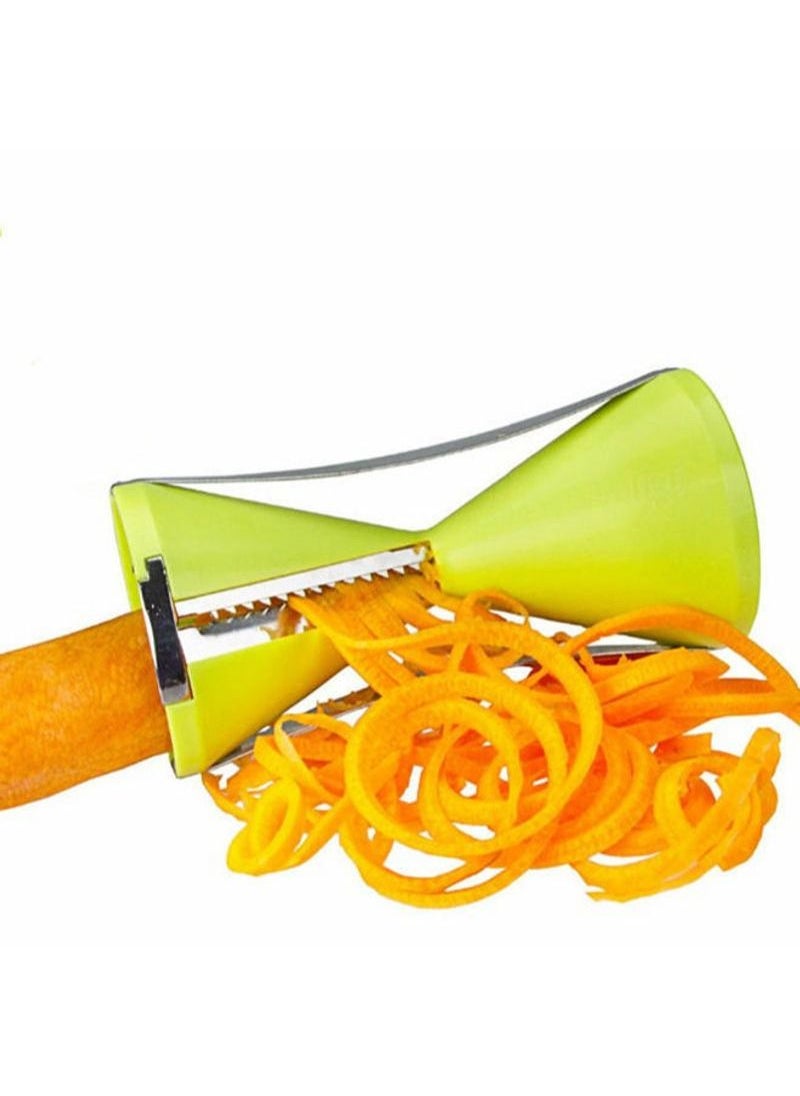 Fruit Spiral Slicer Spiralizer Vegetable Cutter Carrot Noodle Grater Veggie Spaghetti Pasta Salad Maker Green/Silver 17x8.5x8.5centimeter