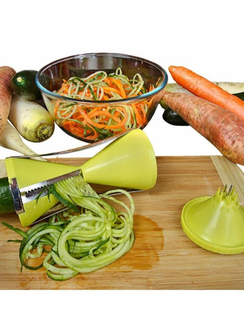 Fruit Spiral Slicer Spiralizer Vegetable Cutter Carrot Noodle Grater Veggie Spaghetti Pasta Salad Maker Green/Silver 17x8.5x8.5centimeter