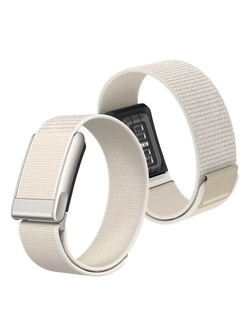 AJKMEN Breathable elastic nylon replacement strap, compatible with Whoop 5.0 Band Strap , super soft and sweat-resistant/lightweight, unisex sports loop strap with metal frame connector, ECG model. Starlight Color - Image 1